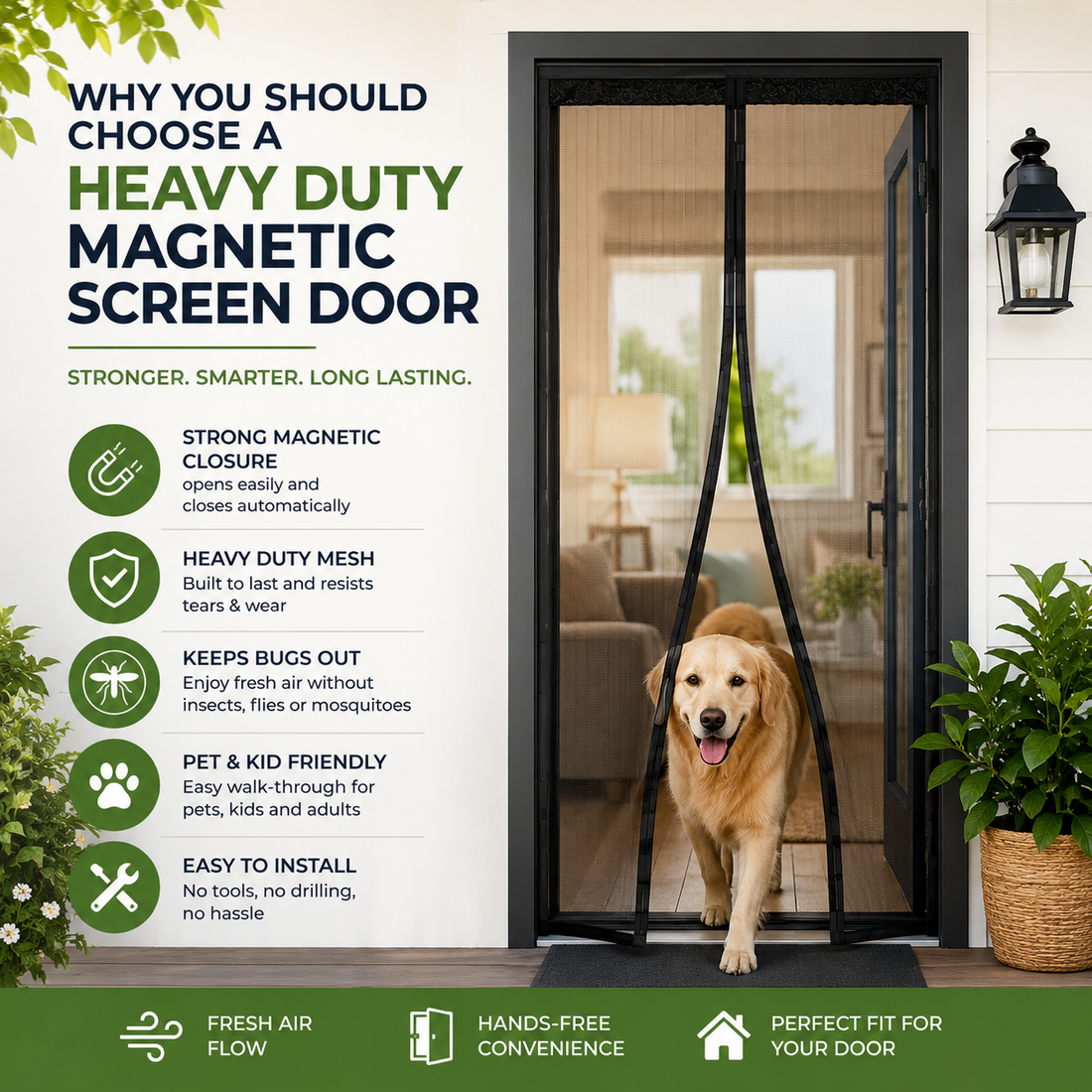 heavy duty magnetic screen door